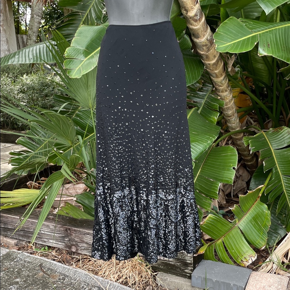 beaded fringe and sequin midi
